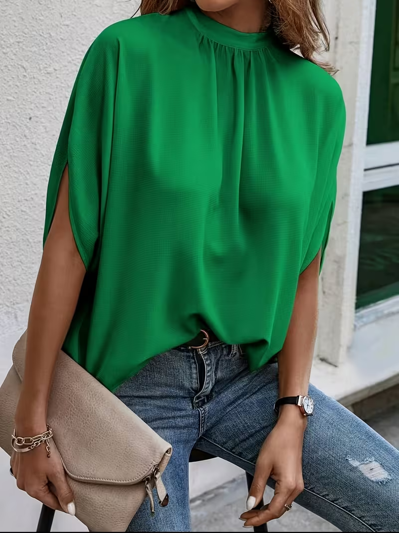 Women's Batwing Sleeve High Neck Blouse